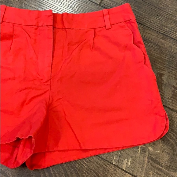J. Crew Pants - J.Crew Linen Scallop Pocket Red Shorts